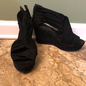 Divided brand black suede wedge heels